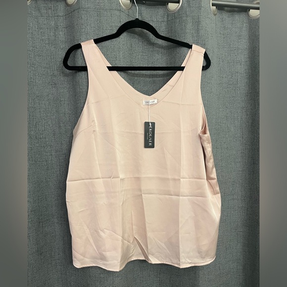 🌷Ekouaer NWT silky satin double vnk tank top camisole blush size XLarge - Picture 5 of 7